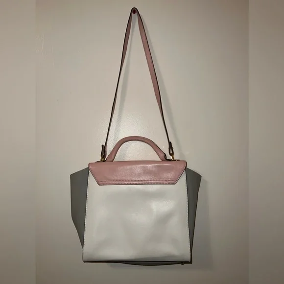 Antonio Melanie leather colorblock pink and white purse - Picture 2 of 7
